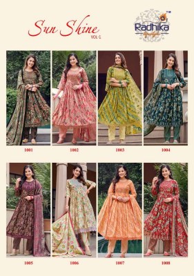 Radhika Life style Sunshine vol 1 nyra cut Kurti pant dupatta set wholesale Kurti catalogue  kurtis catalogs