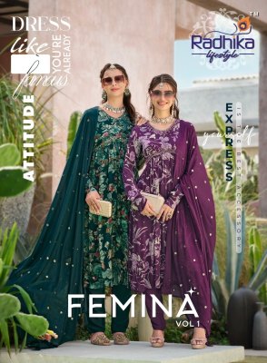 Radhika Life style by Femina vol 1 pure heavy chinon printed readymade kurti pant and dupatta catalogue  Radhika Lifestyle