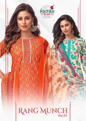 Radhika Life style new rung munch vol 1  pure cotton printed Kurti pants and dupatta set catalogue buy wholesale rate  kurtis catalogs