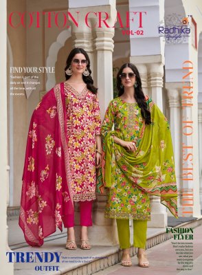 Radhika Lifestyle Cotton Craft Vol 2  Pure Cotton Foil Print with Embroidery Work  Mul Mul Cotton Print Dupatta  Wholesale wholesale catalogs