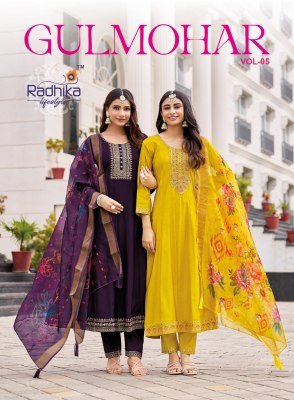 Radhika Lifestyle Gulmohar Vol 5 Embroidered Roman Silk Anarkali with Organza Jacquard Dupatta Wholesale wholesale catalogs