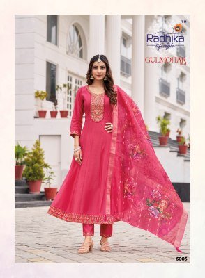 Radhika Lifestyle Gulmohar Vol 5 Embroidered Roman Silk Anarkali with Organza Jacquard Dupatta Wholesale fancy Anarkali suit catalogs