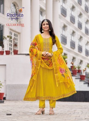 Radhika Lifestyle Gulmohar Vol 5 Embroidered Roman Silk Anarkali with Organza Jacquard Dupatta Wholesale fancy Anarkali suit catalogs