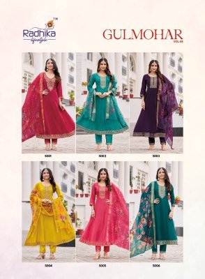 Radhika Lifestyle Gulmohar Vol 5 Embroidered Roman Silk Anarkali with Organza Jacquard Dupatta Wholesale fancy Anarkali suit catalogs