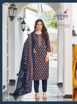 Radhika Lifestyle Nazrana Vol 3 Jam Satin Discharge Print Top with Embroidery, Jam Satin Bottom And Modal Discharge Print Dupatta Wholesale kurtis catalogs