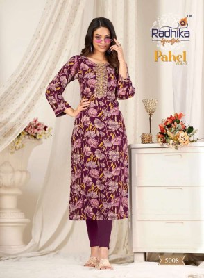 Radhika Lifestyle Pahel Vol 5 Rayon Printed Wholesale Kurti market Surat kurtis catalogs