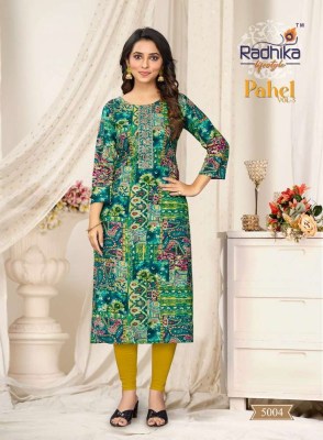 Radhika Lifestyle Pahel Vol 5 Rayon Printed Wholesale Kurti market Surat kurtis catalogs