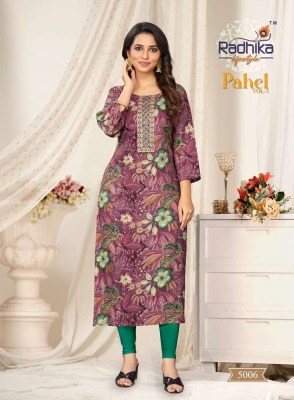 Radhika Lifestyle Pahel Vol 5 Rayon Printed Wholesale Kurti market Surat kurtis catalogs