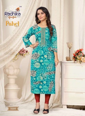 Radhika Lifestyle Pahel Vol 5 Rayon Printed Wholesale Kurti market Surat kurtis catalogs