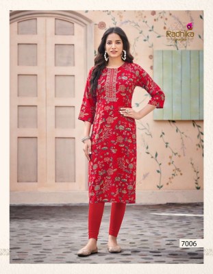 Radhika Lifestyle Pahel Vol 7 Rayon Printed With Work Kurti Design Buy Online Sale  kurtis catalogs