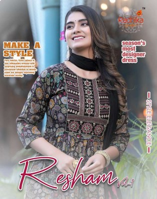 Radhika Lifestyle Resham Vol 1 Nyra Cut Wholesale Kurti catalogue Surat  Radhika Lifestyle