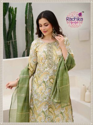 Radhika Lifestyle Siri Vol 4 Kurti Pant Dupatta set  Reyon capsule  foil print  and Chanderi Jacquard Dupatta Wholesale kurtis catalogs