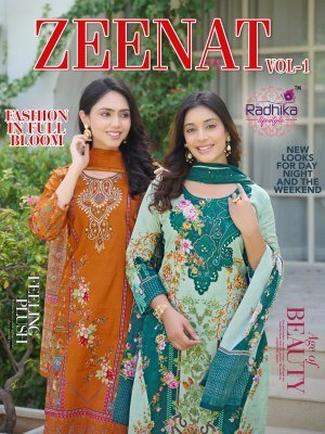 Radhika Lifestyle Zeenat Vol 1 Heavy Pure Cotton Digital Print Suit Set with Hand Work Top, Pant And Dupatta Wholesale kurtis catalogs