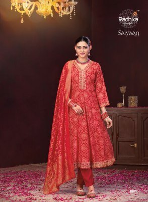 Radhika Saiyaan Vol 1 Kurti Pant with Dupatta Berlin Silk Embroidered with Jacquard Banaras Dupatta Wholesale Radhika Lifestyle