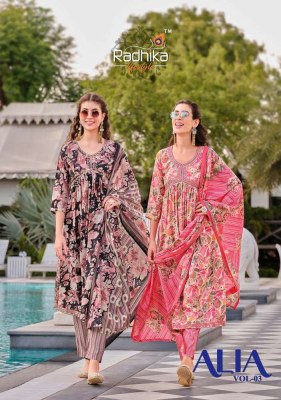 Radhika life style alia vol 3 pure modal muslin printed alia cut gown Kurti catalogue wholesale rate in India  Radhika Lifestyle