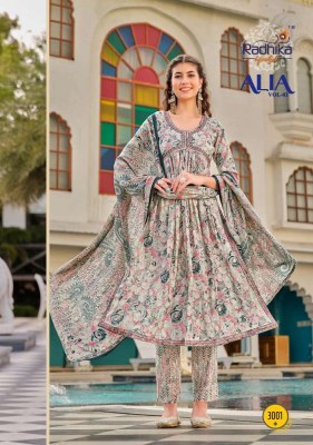 Radhika life style alia vol 3 pure modal muslin printed alia cut gown Kurti catalogue wholesale rate in India  kurtis catalogs