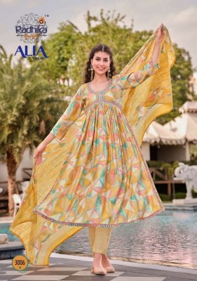 Radhika life style alia vol 3 pure modal muslin printed alia cut gown Kurti catalogue wholesale rate in India  kurtis catalogs