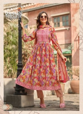 Radhika life style by Rasam vol 6 pure modal printed fancy kurti pant and dupatta catalogue at amaviexpo readymade suit catalogs