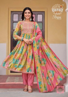 Radhika life style new launch rasam vol 5 nyra cut Kurti with pant and dupatta set gown Kurti catalogue wholesaler price in India  kurtis catalogs