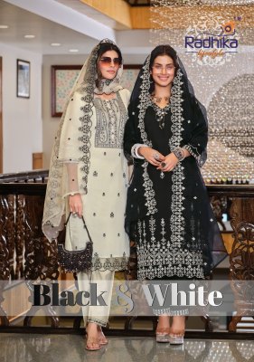 Radhika lifes style Black and white vol 1 top pant dupatta set wholesale kurta catalogue Radhika Lifestyle