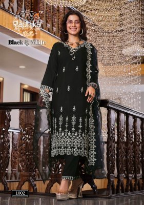 Radhika lifes style Black and white vol 1 top pant dupatta set wholesale kurta catalogue kurtis catalogs