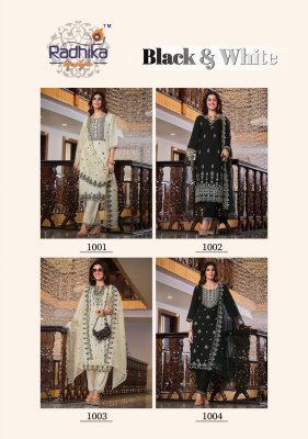 Radhika lifes style Black and white vol 1 top pant dupatta set wholesale kurta catalogue kurtis catalogs