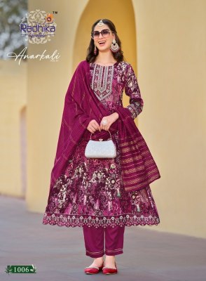 Radhika lifestyle by Anarkali vol 1 heavy reyon foil printed embroidered readymade suit catalogue at low rate readymade suit catalogs