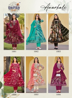 Radhika lifestyle by Anarkali vol 1 heavy reyon foil printed embroidered readymade suit catalogue at low rate readymade suit catalogs