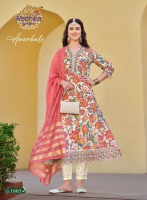 Radhika lifestyle by Anarkali vol 1 heavy reyon foil printed embroidered readymade suit catalogue at low rate readymade suit catalogs