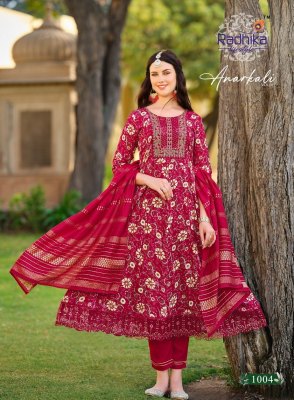 Radhika lifestyle by Anarkali vol 1 heavy reyon foil printed embroidered readymade suit catalogue at low rate readymade suit catalogs