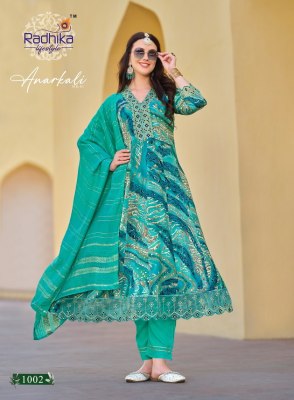 Radhika lifestyle by Anarkali vol 1 heavy reyon foil printed embroidered readymade suit catalogue at low rate readymade suit catalogs