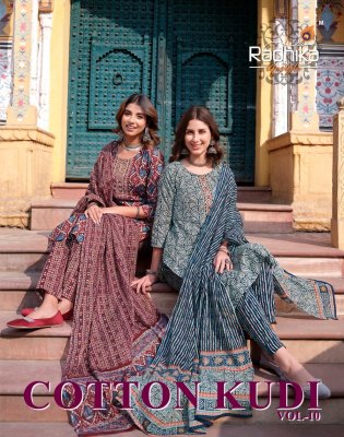 Radhika lifestyle by Cotton Kudi beautiful cotton printed kurti pant and dupatta catalogue at low rate Radhika Lifestyle