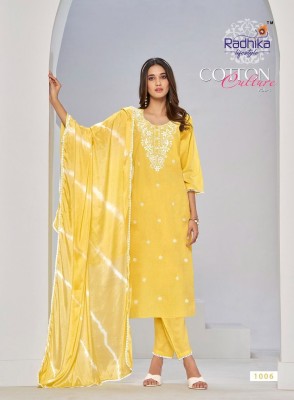 Radhika lifestyle by Cotton culture vol 1 fancy embroidered  readymade suit catalogue at low rate readymade suit catalogs