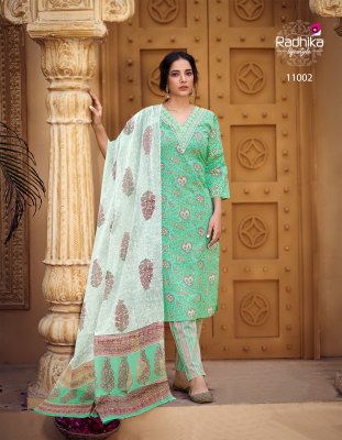 Radhika lifestyle by Cotton kudi beautiful printed kurti pant and dupatta catalogue readymade suit catalogs