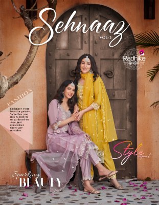 Radhika lifestyle by Sehnaz vol 3 pure roman silk embroidered kurti pant and dupatta catalogue at low rate readymade suit catalogs