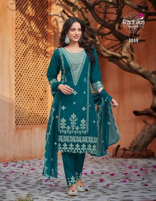 Radhika lifestyle by Sehnaz vol 3 pure roman silk embroidered kurti pant and dupatta catalogue at low rate readymade suit catalogs