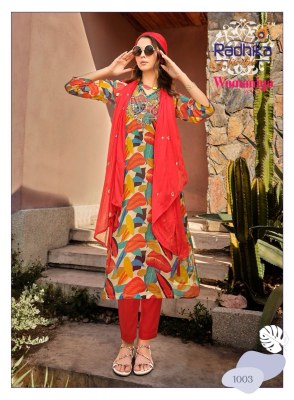 Radhika lifestyle by Womaniya 1 pure chinon with printed readymade suit catalogue at affordable rate readymade suit catalogs