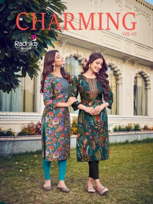 Radhika lifestyle by charming vol 3 modal chanderi kurti catalogue at affordable rate  Radhika Lifestyle