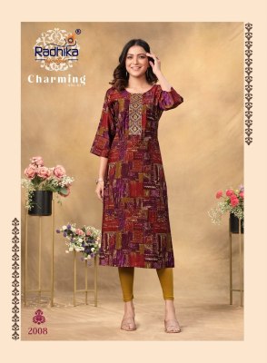 Radhika lifestyle by charming vol 2 modal chanderi and mirror work kurti catalog at wholesale price kurtis catalogs