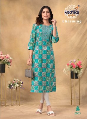 Radhika lifestyle by charming vol 2 modal chanderi and mirror work kurti catalog at wholesale price kurtis catalogs