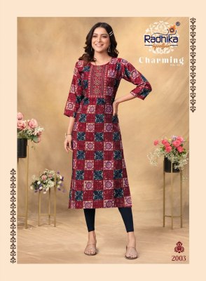 Radhika lifestyle by charming vol 2 modal chanderi and mirror work kurti catalog at wholesale price kurtis catalogs