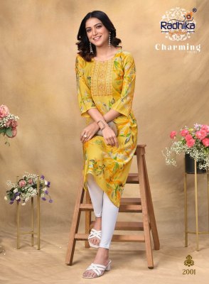 Radhika lifestyle by charming vol 2 modal chanderi and mirror work kurti catalog at wholesale price kurtis catalogs