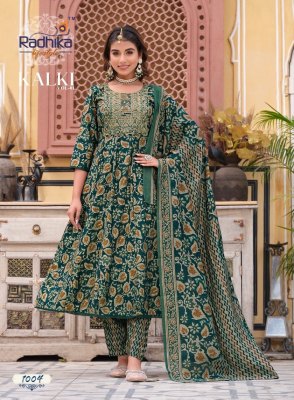 Radhika lifestyle by kalki vol 1 fancy anarkali gown style kurti with pant and dupatta catalogue at low rate readymade suit catalogs