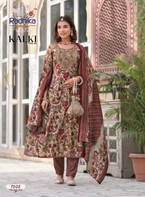 Radhika lifestyle by kalki vol 1 fancy anarkali gown style kurti with pant and dupatta catalogue at low rate readymade suit catalogs