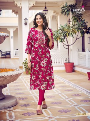 Radhika lifestyle by pahel vol 6 reyon liva approved printed kurti catalogue at wholesale rate kurtis catalogs