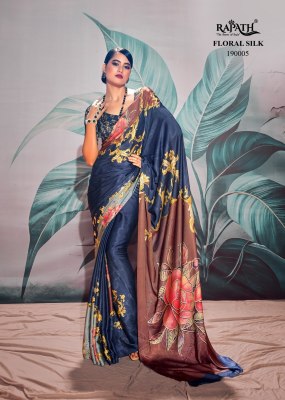 Rajpath fabric by patang sattin crape with digital printed saree catalog  directly from wholesale rate Rajpath fabric