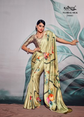 Rajpath fabric by patang sattin crape with digital printed saree catalog  directly from wholesale rate sarees catalogs