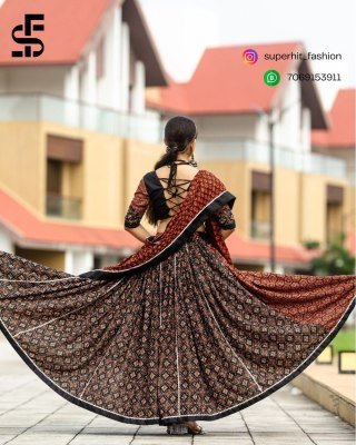 Rajwadi Navratri Collection 7077 Black Colour Light And Breathable Pure Cotton with Gotta And Cowrie Work And Festive Garba Wear Wholesale  lehenga choli