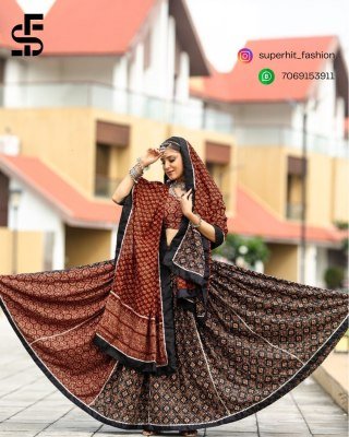 Rajwadi Navratri Collection 7077 Black Colour Light And Breathable Pure Cotton with Gotta And Cowrie Work And Festive Garba Wear Wholesale  lehenga choli