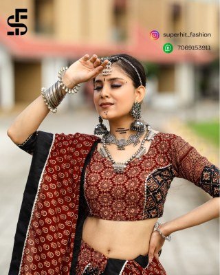 Rajwadi Navratri Collection 7077 Black Colour Light And Breathable Pure Cotton with Gotta And Cowrie Work And Festive Garba Wear Wholesale  lehenga choli